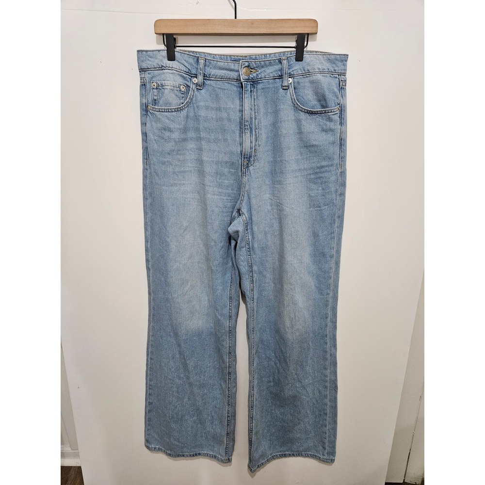 Aeropostale High‎ Rise Wide Leg Jeans Light Wash Blue Denim Size 14 Cotton